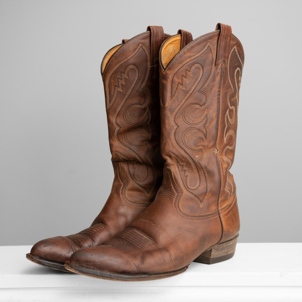 Tony Lama Cowboy Boots Mens Sz 9.5 Distressed Western Rodeo Boots Boho Festival